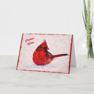 Red Bird Cardinal och Snö julkort Kort
