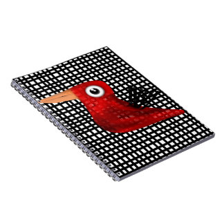 Red Bird Gingham Organic Rupydetquila linjer Black Anteckningsbok