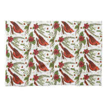 Red Bird, holly löv, poinsettia, gräs