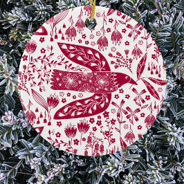 Red Bird Julgransprydnad Keramik
