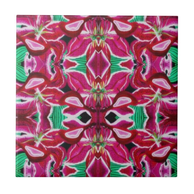 Red Bird Lily Tile Kakelplatta (Framsidan)
