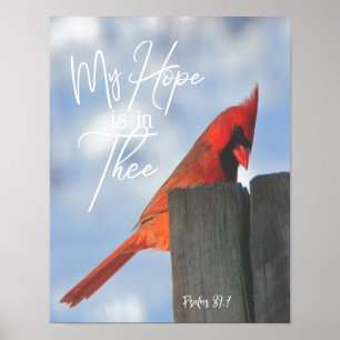 Red Bird med Psalms Hope Bible Verse Poster