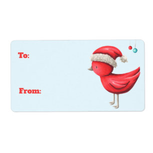 Red Bird med Santa Hat To and from jul Fraktsedel