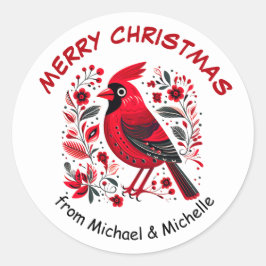 Red Bird Nordic Mönster jul Runt Klistermärke