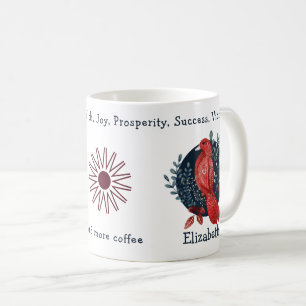 Red Bird on Blue Background. Unik och praktisk Kaffemugg
