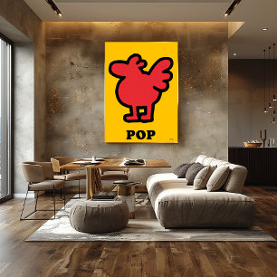 Red Bird Pop Art - Tecknad Animal Silhouette Poster