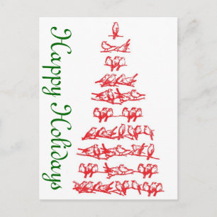 Red Birds Helgdag Card Helg Vykort