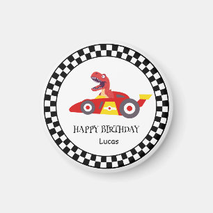 Red Birthday Dinosaur tävling-bilpojken tävla namn Magnet