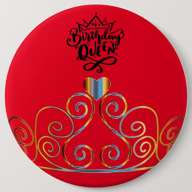 Red Birthday Queen Button Knapp (Framsida)
