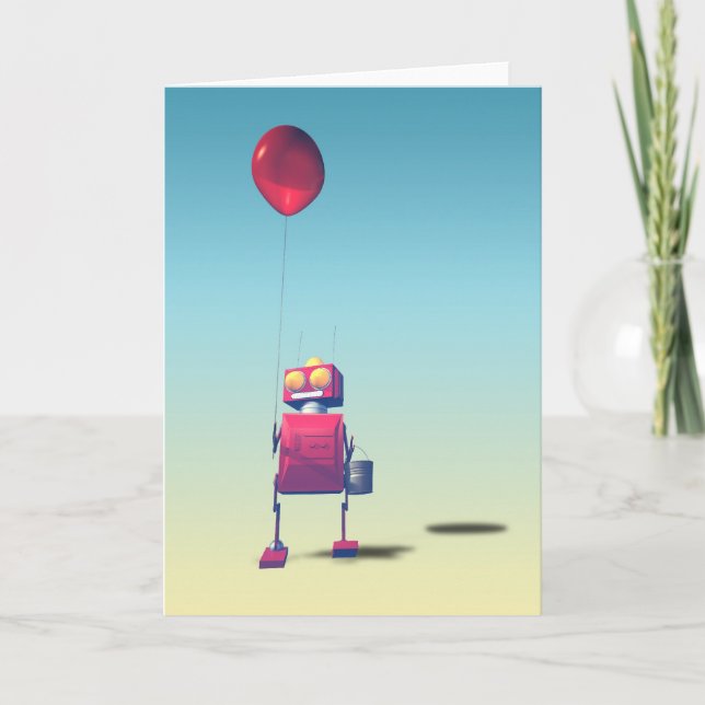Red Birthday Robot 3-kort Kort (Framsida)