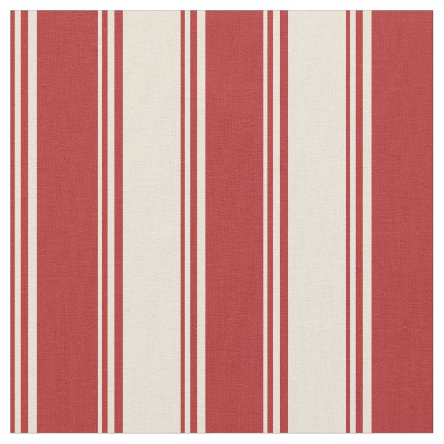 Red & Bisque Färgad Linted/Stripe Mönster Tyg (Närbild)