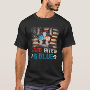 Red Bita Blue Fransk Bulldog American USA flagga 4 T Shirt