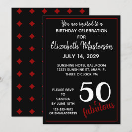 Red Black 50 och Fabulous 50:e Födelsedagsfesten Inbjudningar