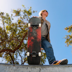 Red Black Abstrakt Art Mini Skateboard Bräda 18,5 Cm