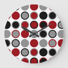 Red, Black and Gray Circles Stor Klocka