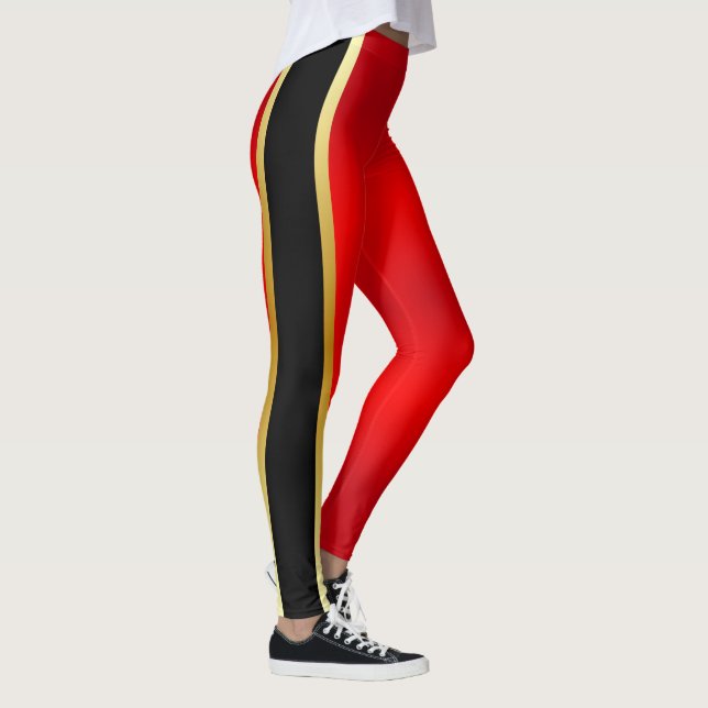 Red Black and Guld Aerobic Workout Leggings (Höger)