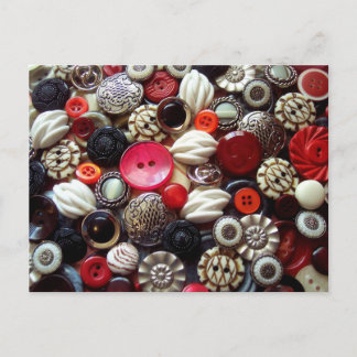 Red Black and Silver Button Collage Vykort