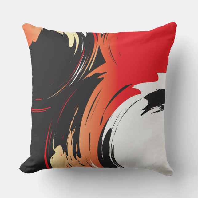 Red Black and White Abstrakt Art Kudde (Framsida)