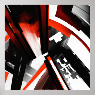 Red Black and White Abstrakt Poster
