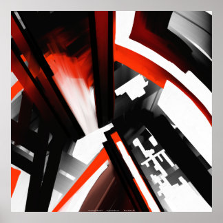 Red Black and White Abstrakt Poster