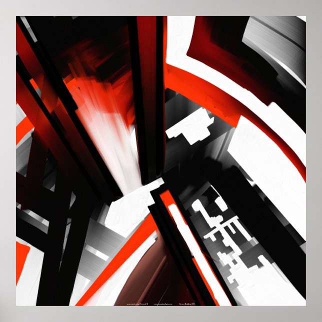 Red Black and White Abstrakt Poster (Framsidan)