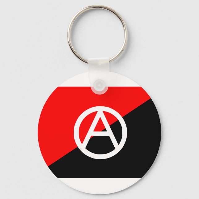 Red Black and White Anarchist Flagga Anarchy Nyckelring (Framsida)