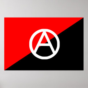 Red Black and White Anarchist Flagga Anarchy Poster
