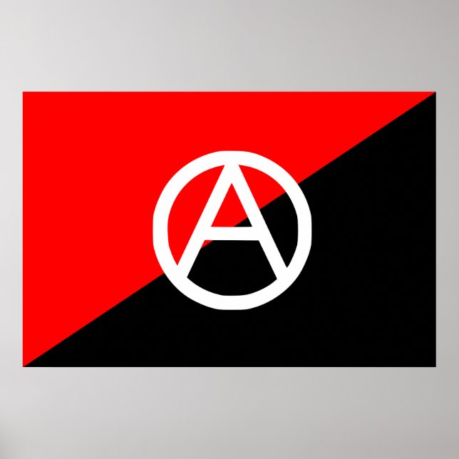 Red Black and White Anarchist Flagga Anarchy Poster (Framsidan)