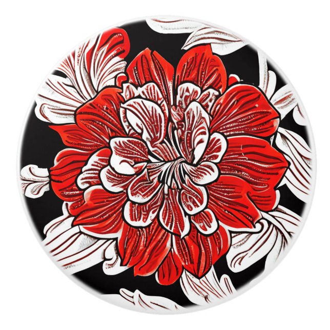 Red Black and White Art nouveau Flower Knopp (Framsidan)