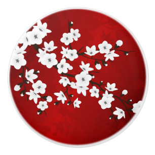 Red Black and White Cherry Blommar Asia Blommigt Knopp