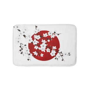 Red Black and White Cherry Blommar Stigning Sol Badrumsmatta