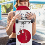 Red Black and White Cherry Blommar Stigning Sol Na Mini Skateboard Bräda 18,5 Cm<br><div class="desc">Vit och svart körsbär blommar gren framför ett rött stigning sol. Anpassa den här klassiska japanska designen med ditt namn eller din text.</div>