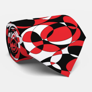 Red, Black and White Ellipticals Tie Slips