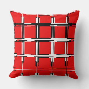 Red Black and White Geometric Abstrakt Kudde