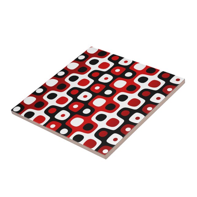 Red Black and White Geometric Mönster Kakelplatta (Sidan)