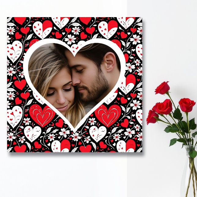 Red, Black and White Hearts and Flowers Photo Poster (Skapare uppladdad)