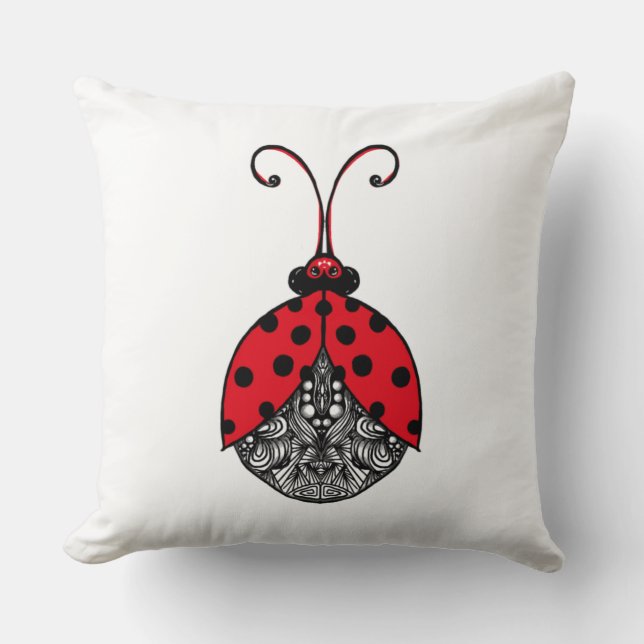 Red black and white line tangybug kudde (Framsida)