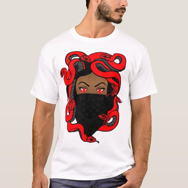 Red Black and White Medusa Head shirt T (Framsida)