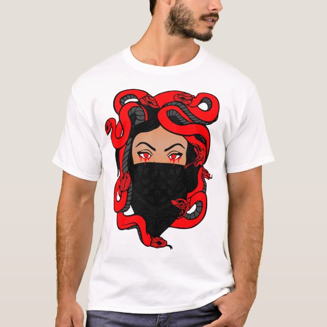 Red Black and White Medusa Head shirt T (Framsida)