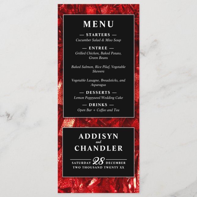 Red Black and White Modern jul Bröllop Program (Framsida)