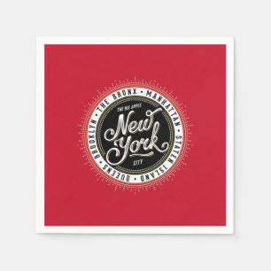 Red, Black and White New York City Logotyp Pappersservett