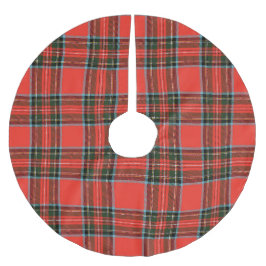 Red Black and White Plaid Pattern Julgransmatta Borstad Polyester