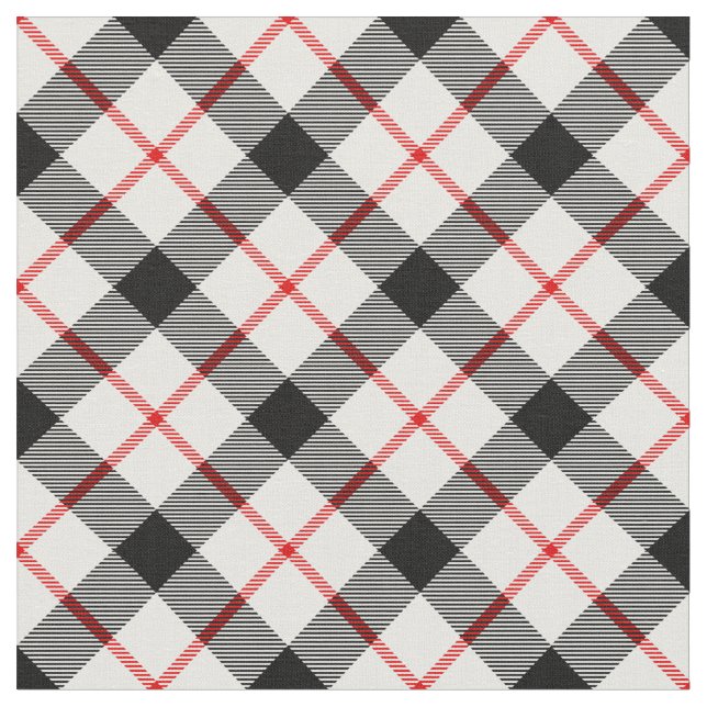 Red Black and White Play Fabric Tyg (Närbild)