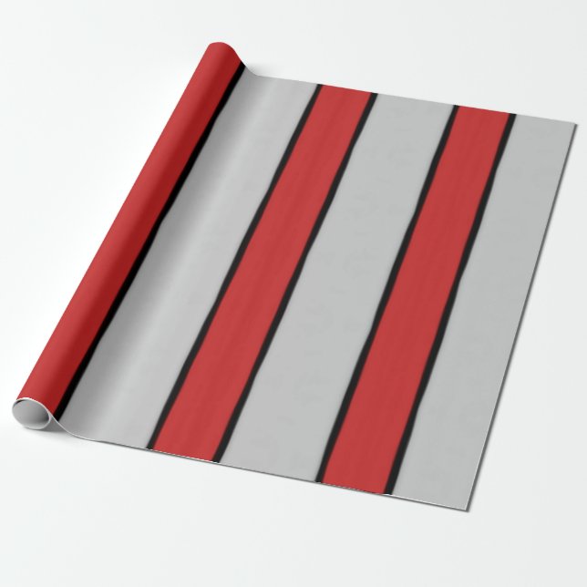 Red Black and White Rand Presentpapper (Utrullad)