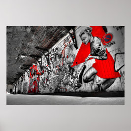 Red, Black and White Street Art Graffiti Poster
