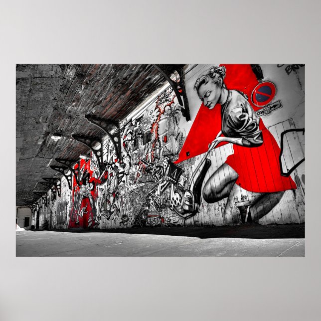 Red, Black and White Street Art Graffiti Poster (Framsidan)