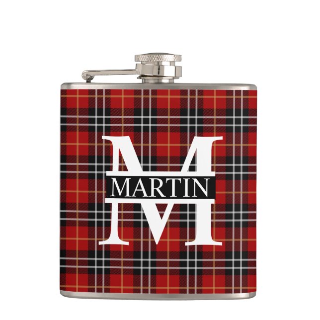 Red Black and White Tartan Play Monogrammed Fickplunta (Framsidan)