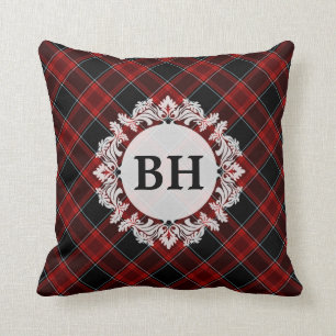 Red Black and White Tartan Play Mönster Kudde