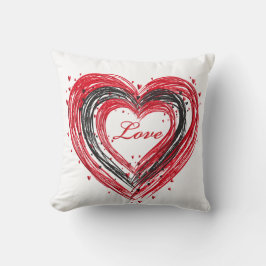 Red, Black and White Valentine Day Pillow Kudde