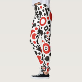 Red & Black Art Deco Design Yoga Byxor Leggings
